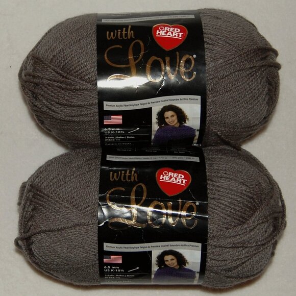 Red Heart Other - Same Dye Lot of 2, Red Heart with Love Yarn, Pewter Gray
